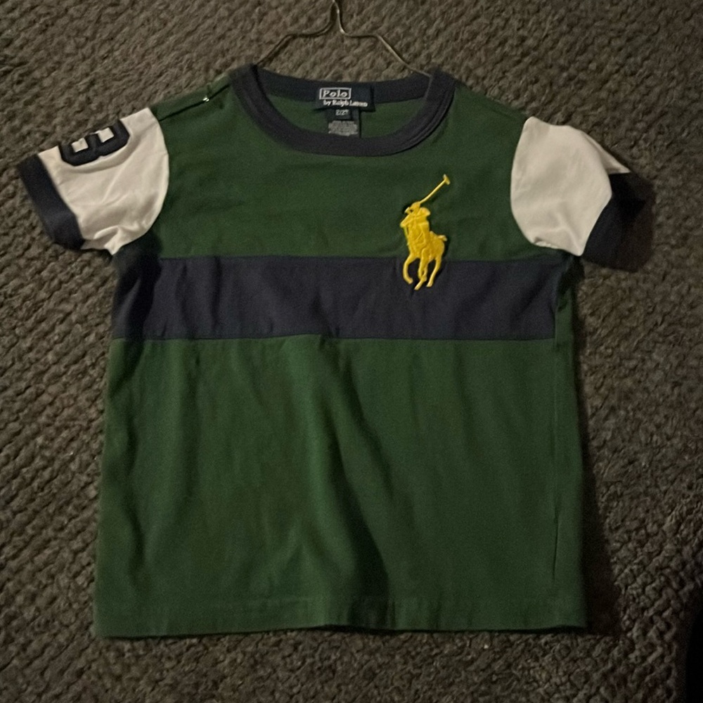 Polo t shirt green blue white yellow 2T